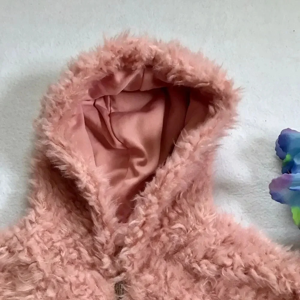 Art Class NWT Faux Fur Half Zip Pullover Lightweight Jacket Girls XS (4/5)